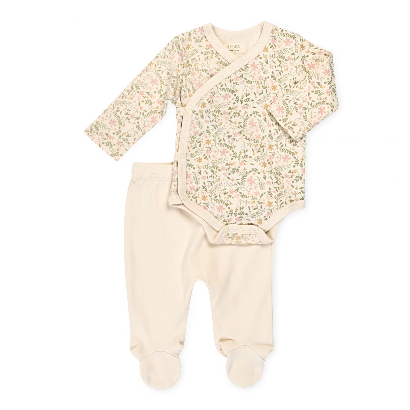 סט בגד גוף ורגלית פרחוני