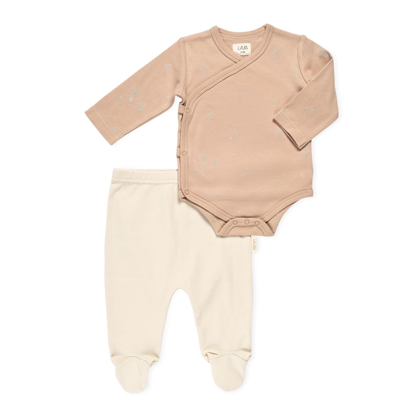 סט בגד גוף ורגלית חום עלים